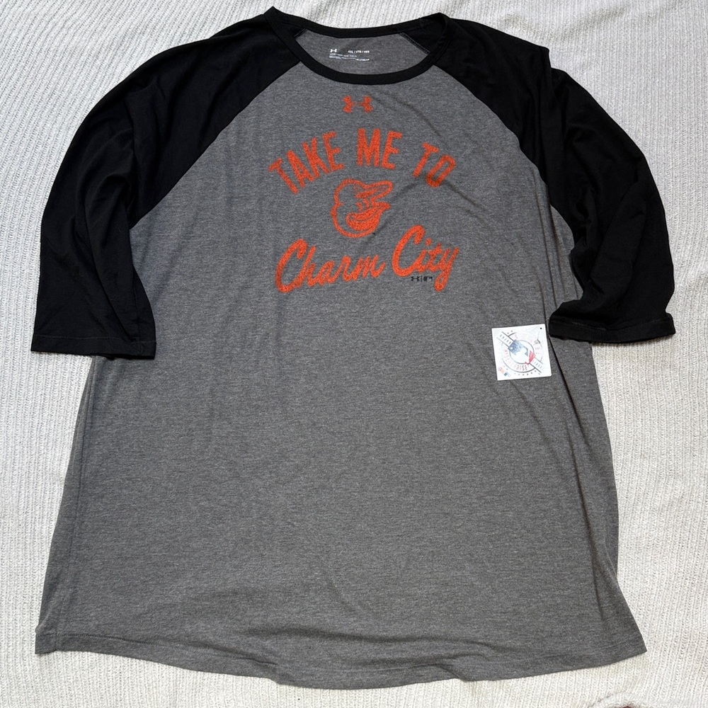 Under Armour Black and Gray Athletic Top Baltimore Orioles 4 XL - Picture 8 of 8